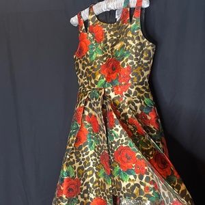 Rare Editions Dillards girl’s red and black floral animal print dress.